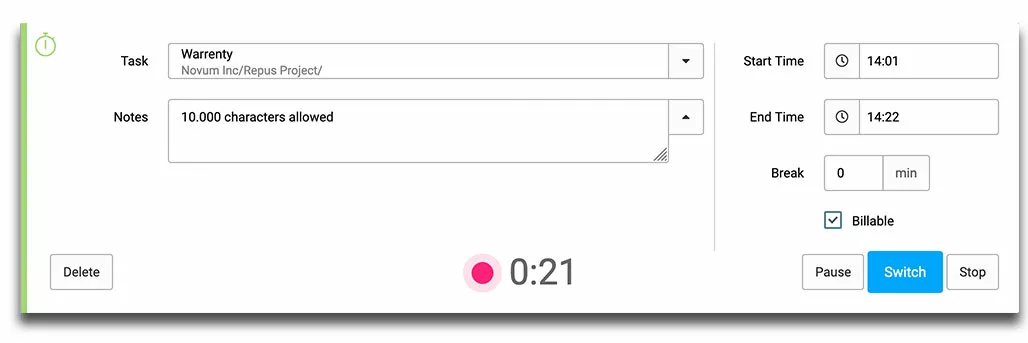 greater number of characters for notes