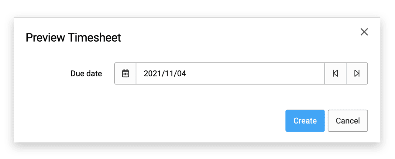 Preview time sheet with due date
