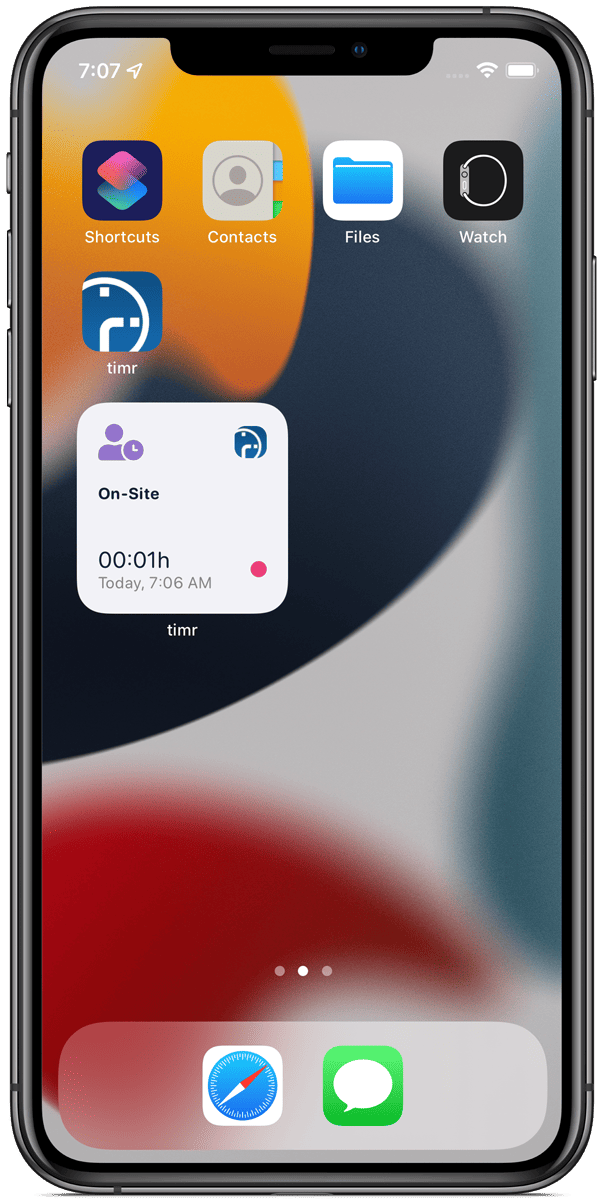 timr iOS App Widget