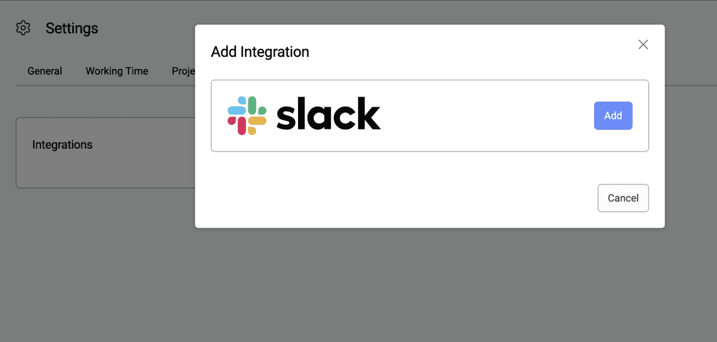 Connect Slack in timr