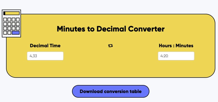 minutes to decimal converter