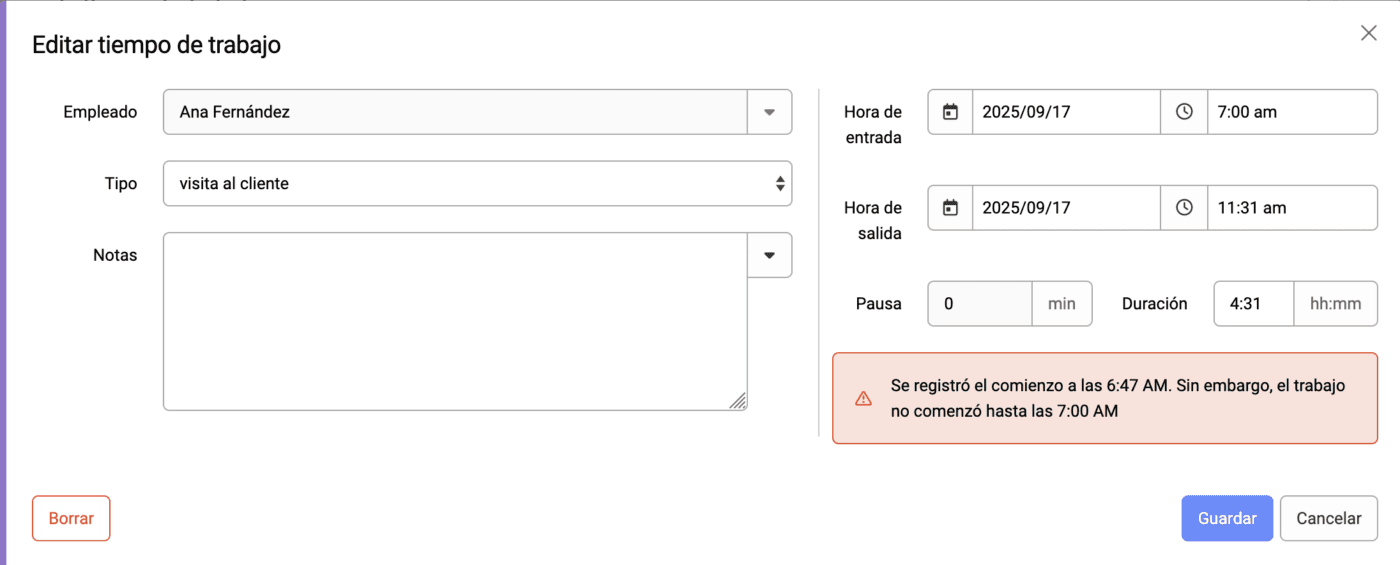 Corregido automaticamente horas fijas