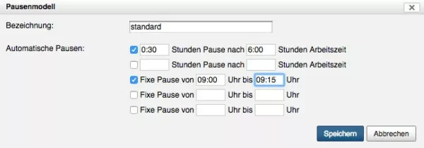 Zeiterfassung Pausenmodell