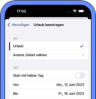 Urlaub in der timr App beantragen