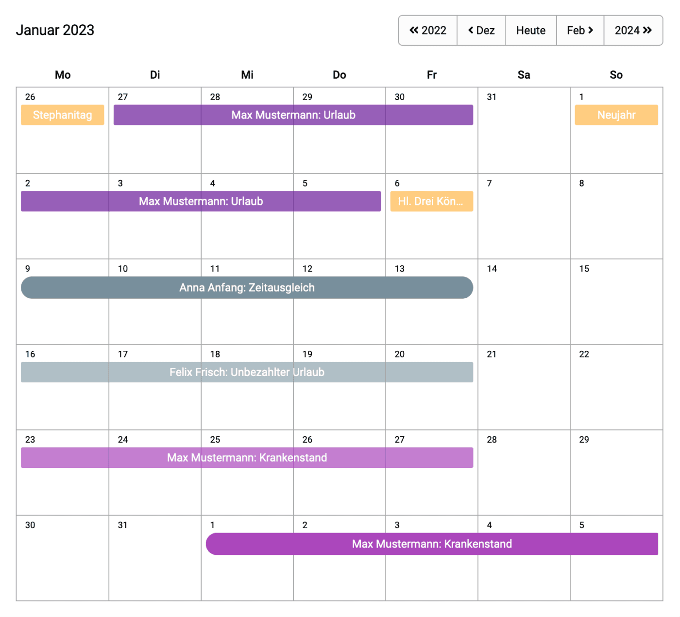 Urlaubsplaner für Unternehmen