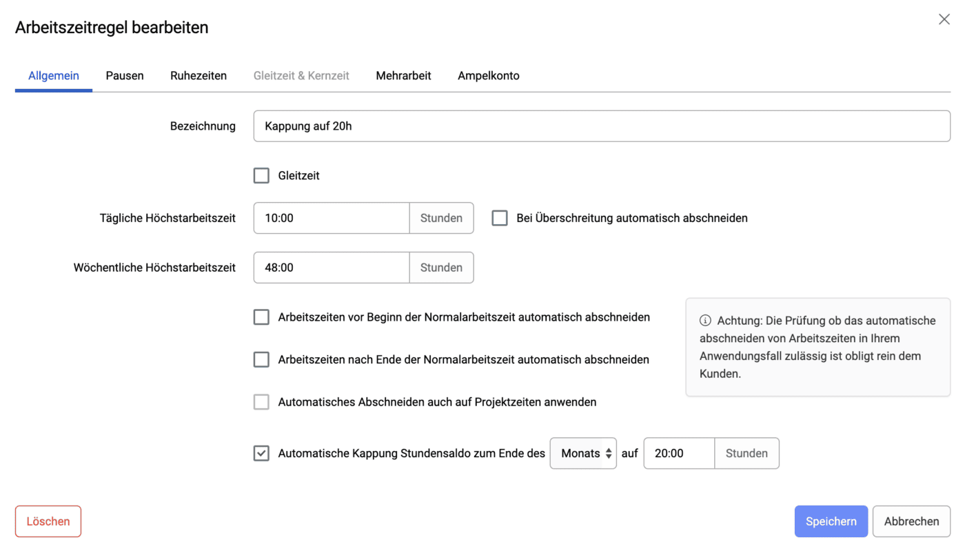 Stundensaldo am Monatsende begrenzen