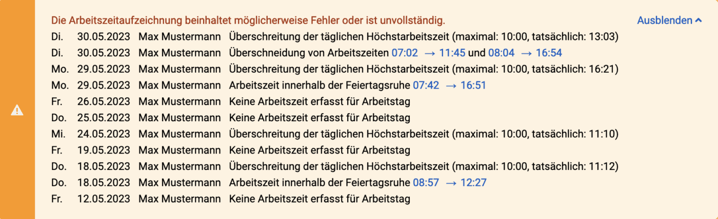 Automatische Hinweise