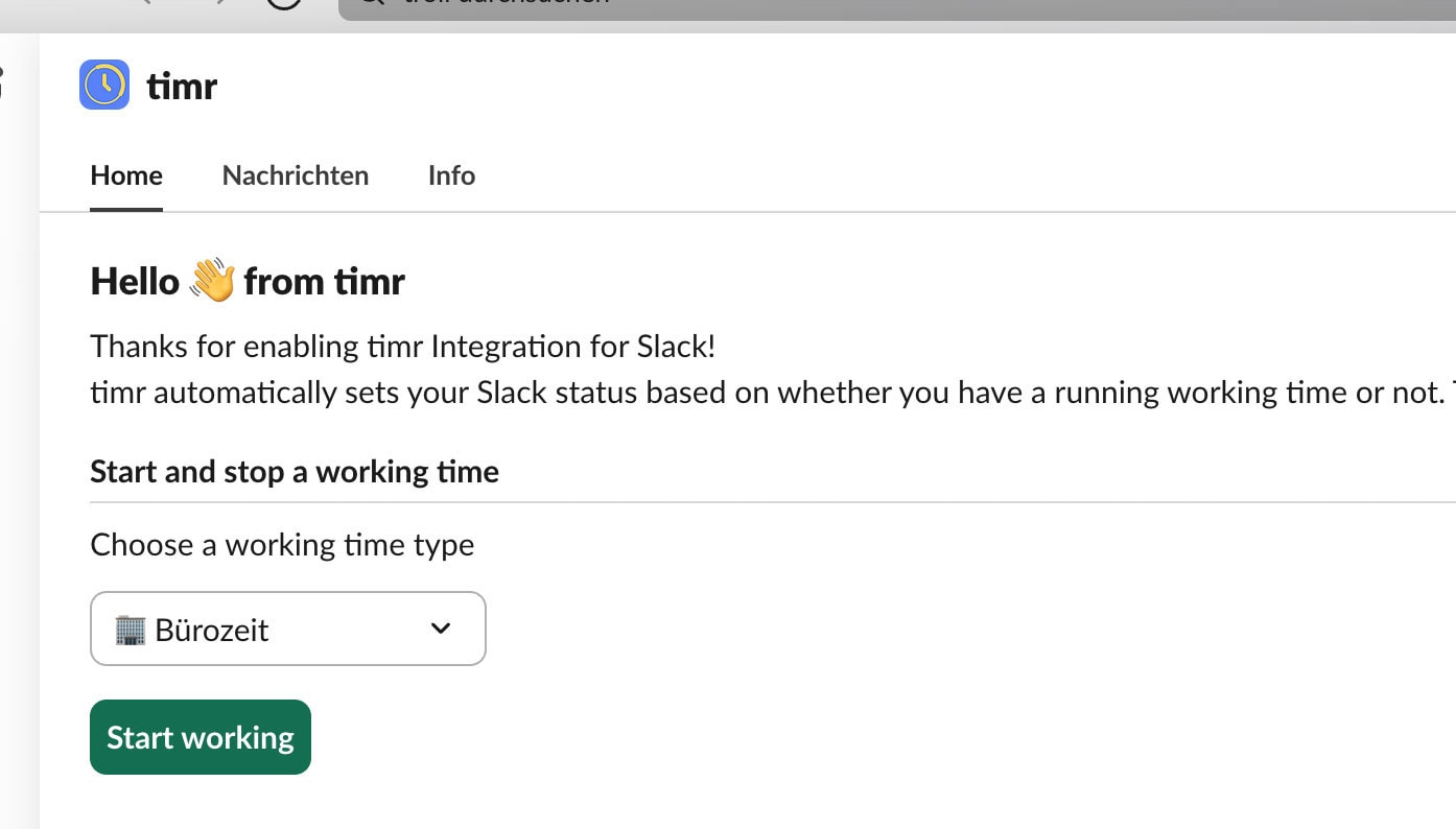 Zeiterfassung in Slack