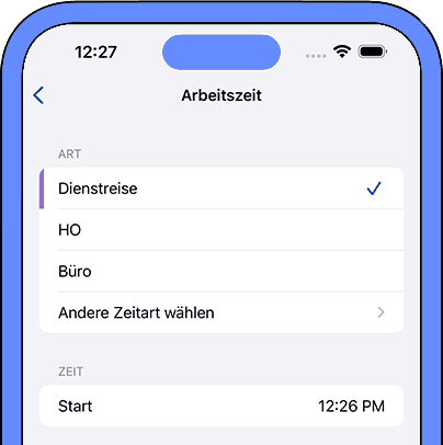 Arbeitszeiterfassung in der App