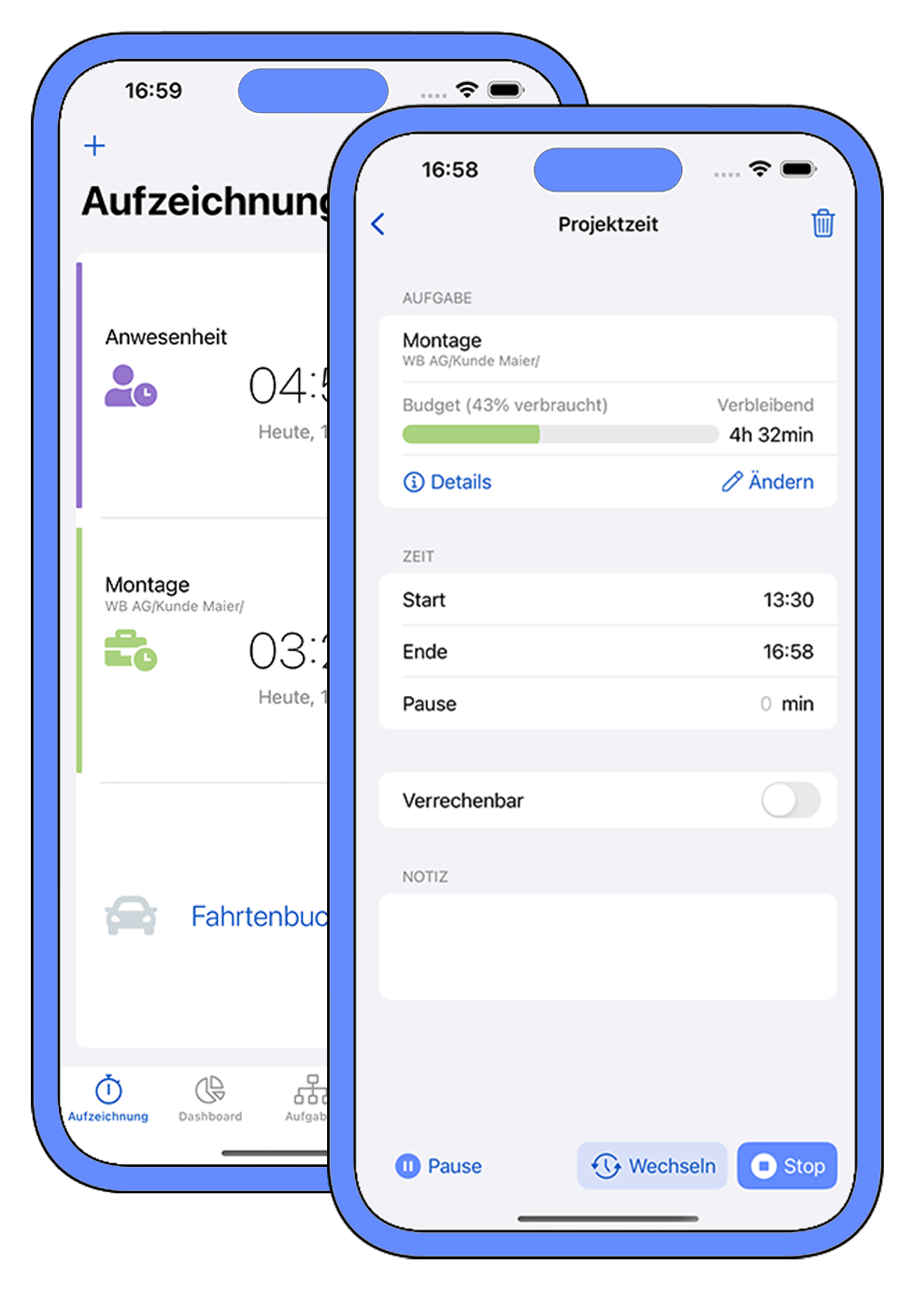 Zeiterfassung App für iPhone