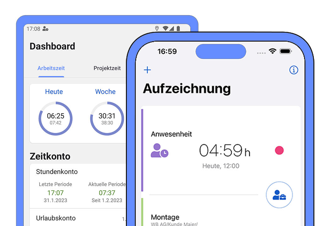Montage Zeiterfassung per App