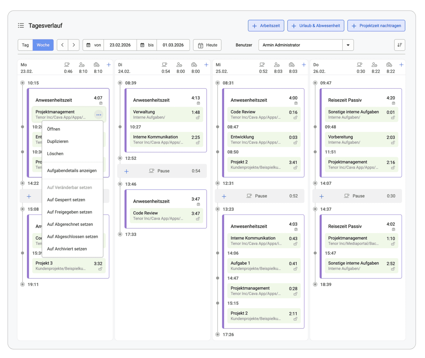 Berichte Tagesverlauf