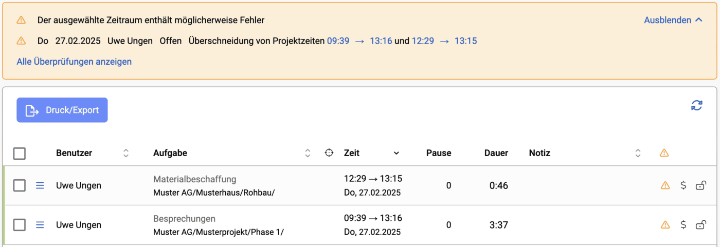 Automatische Überprüfung von Überschneidungen - timr
