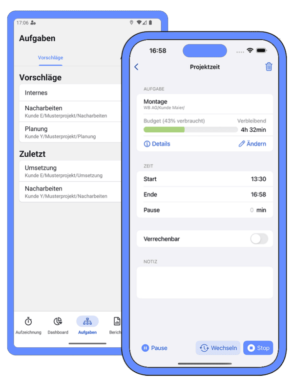 Projektzeiterfassung per App für Android & iOS