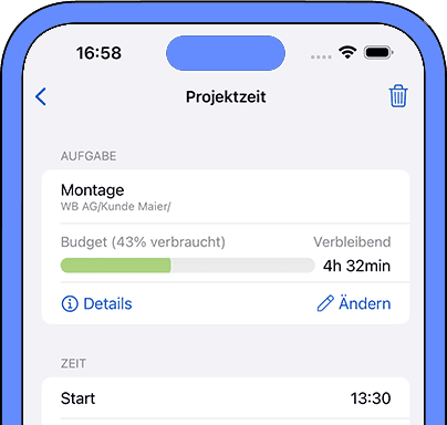 Budgetinfo in der App