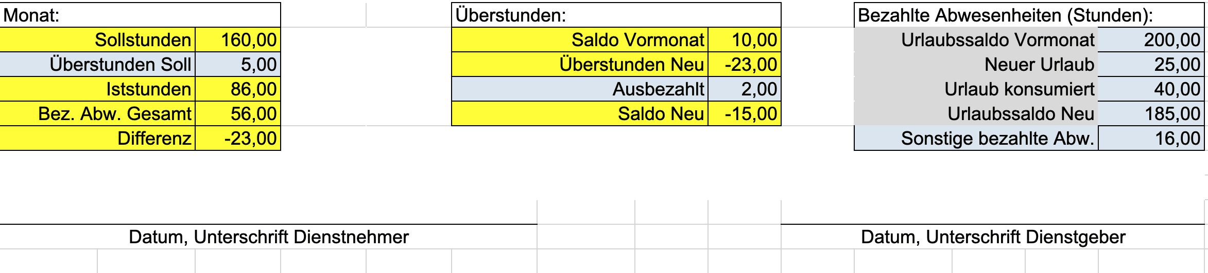 Excel Vorlage Beispiel Salden