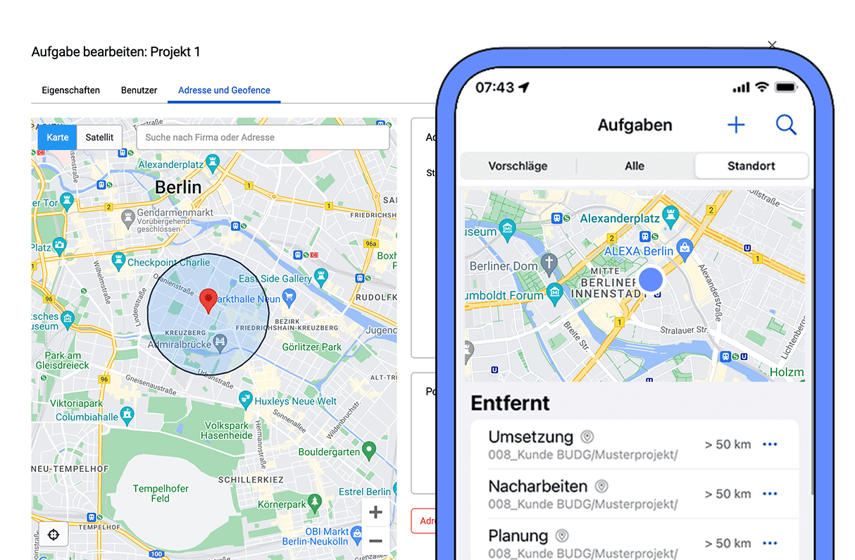 Geofence für die Zeiterfassung