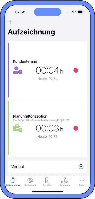 Arbeitszeit und Auftragszeit am Smartphone erfassen
