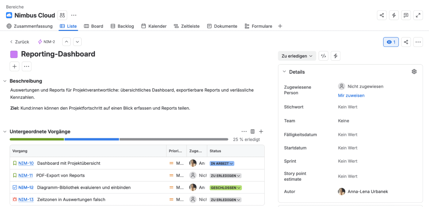 Board in Jira mit Issues
