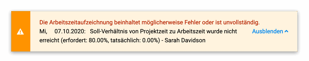 Automatische Überprüfung interner Vorgaben zur Projektzeit