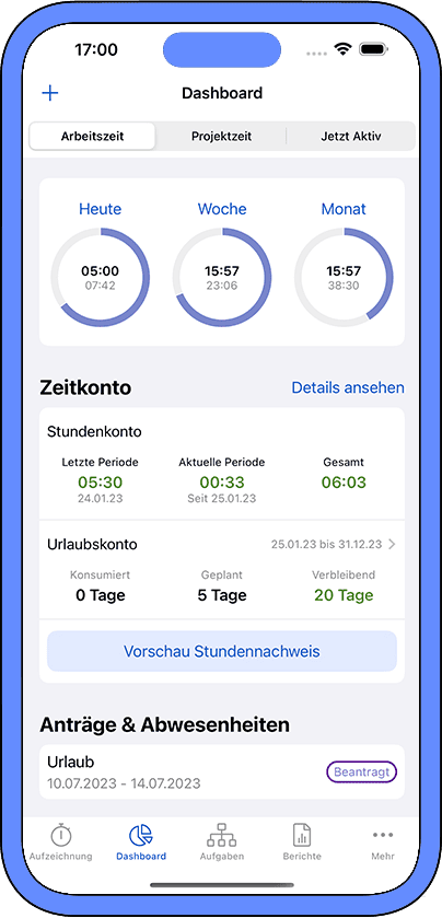 timr App Dashboard neu