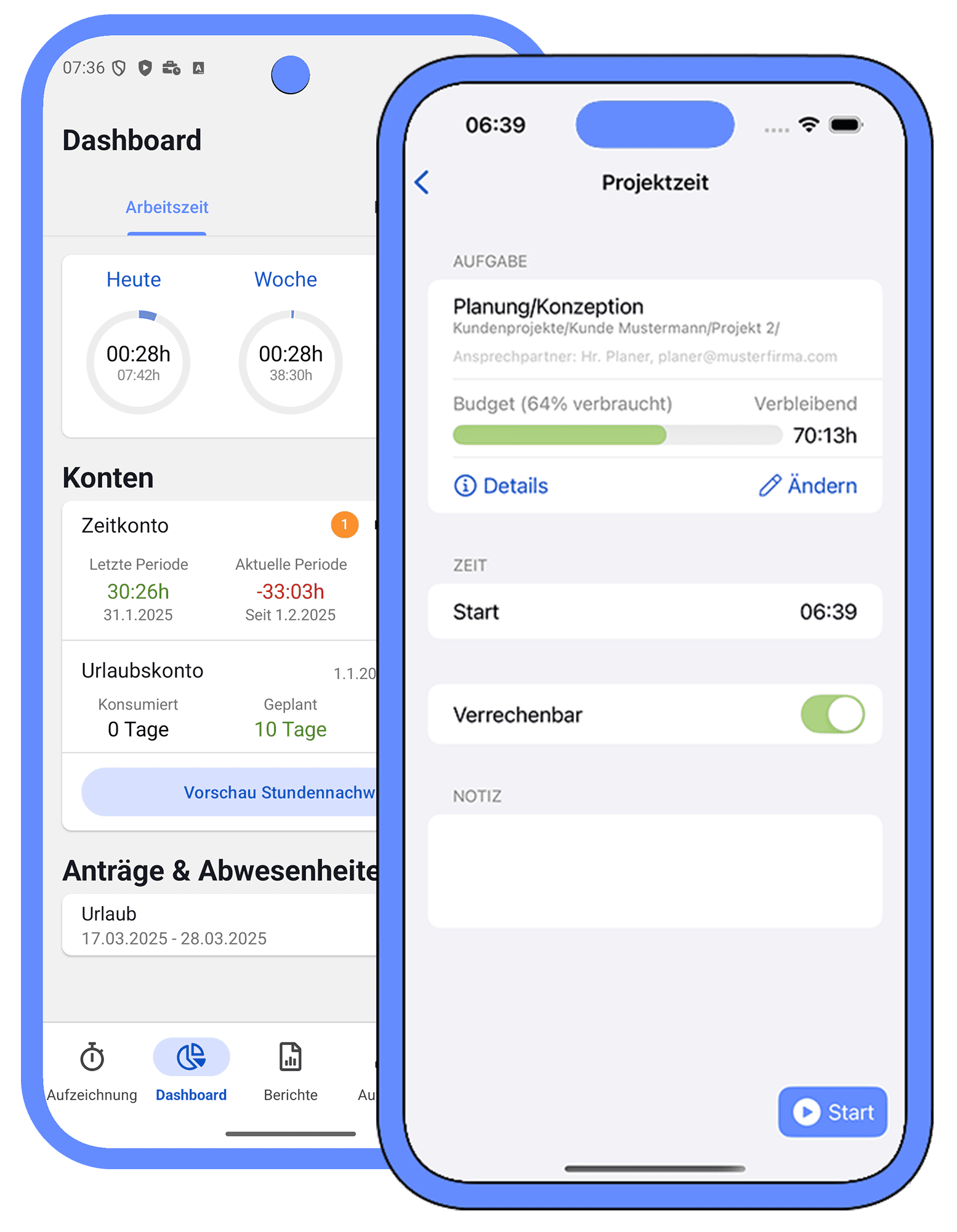 Projekt Budget Infos in der App