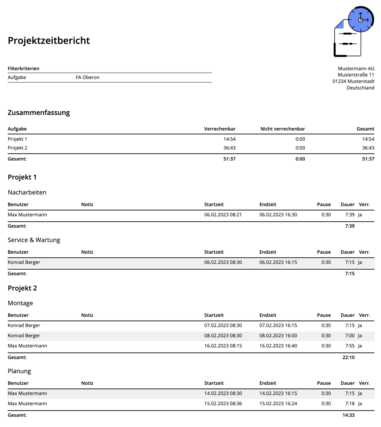 Projektzeitbericht