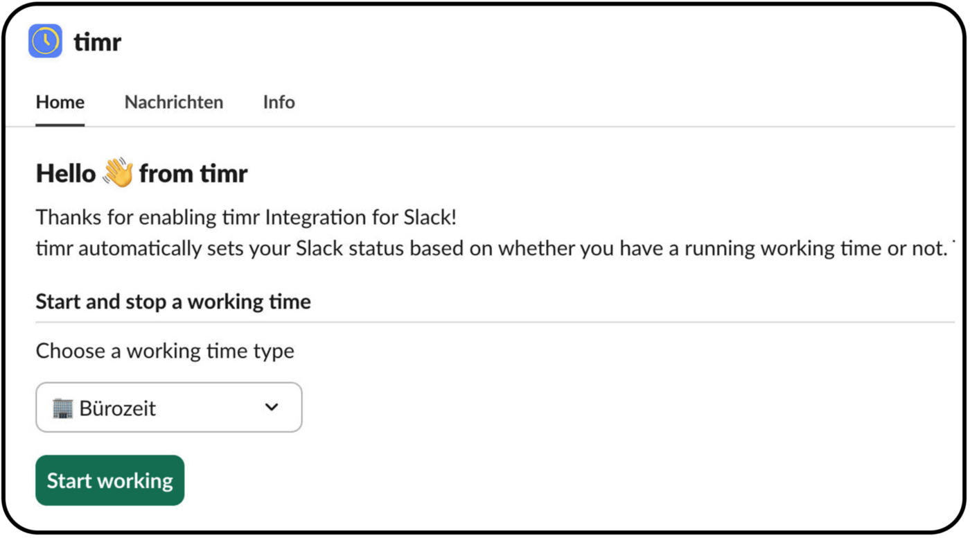 Arbeitszeit in Slack erfassen
