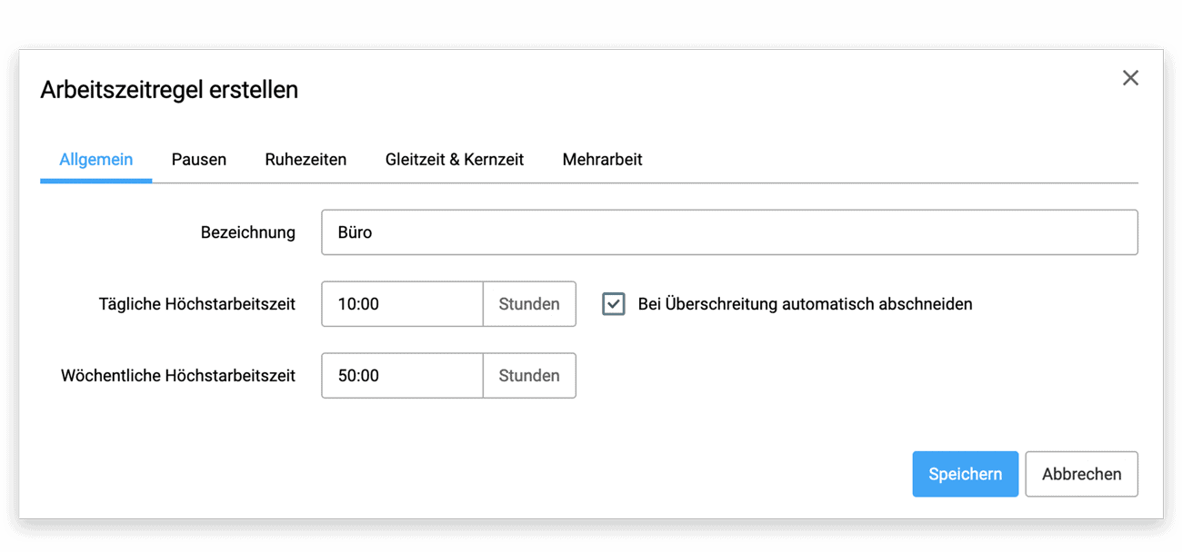 Automatischer Stundencut Konfiguration