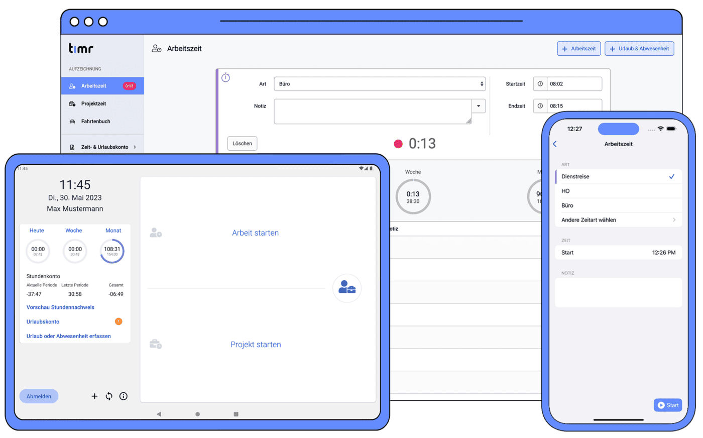 Zeiterfassung überall mit Web, App und Terminal