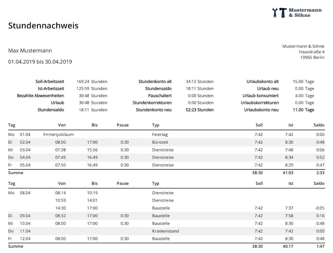 timr zeiterfassung projektzeitbericht