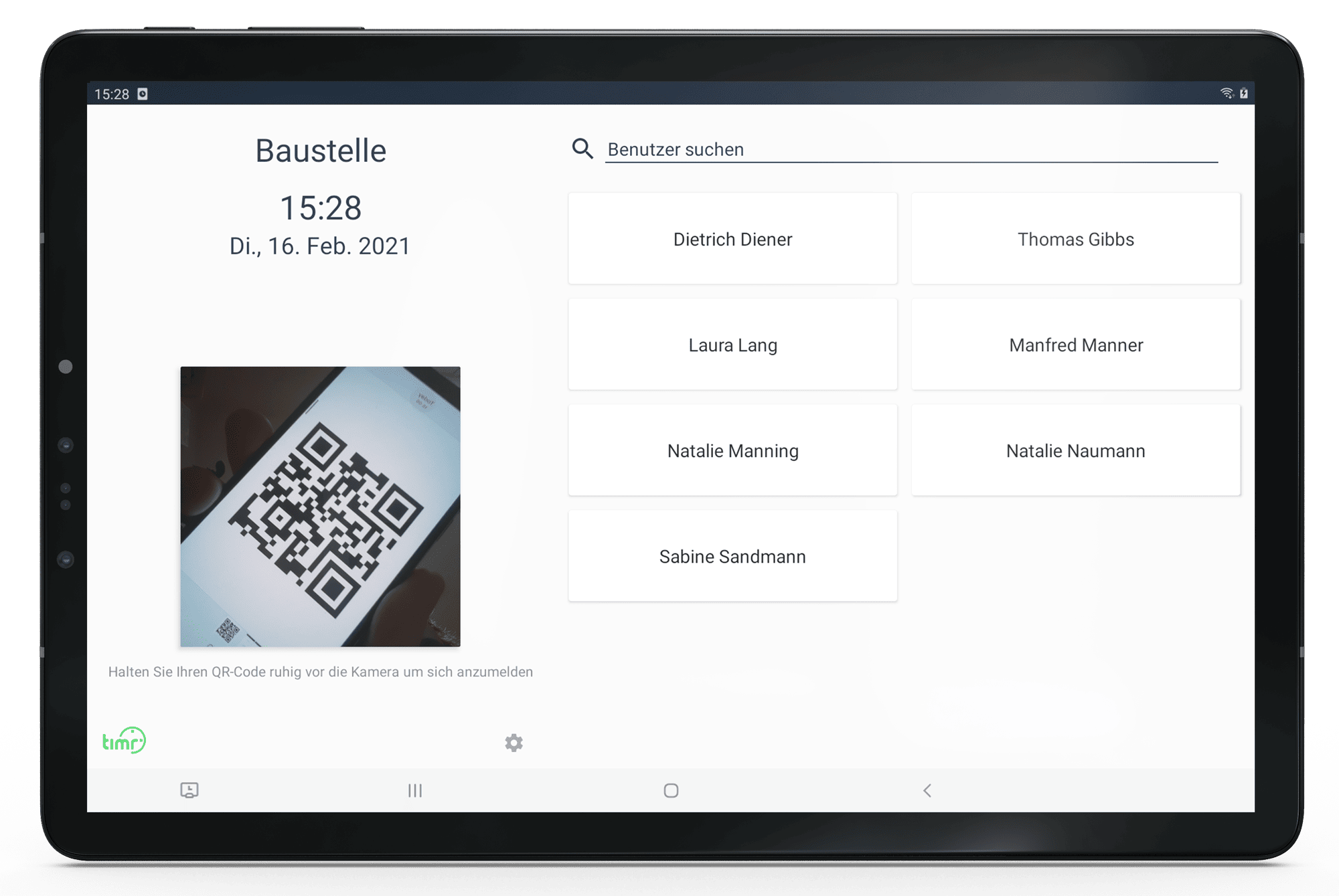 zeiterfassungsterminal mit qr code scan