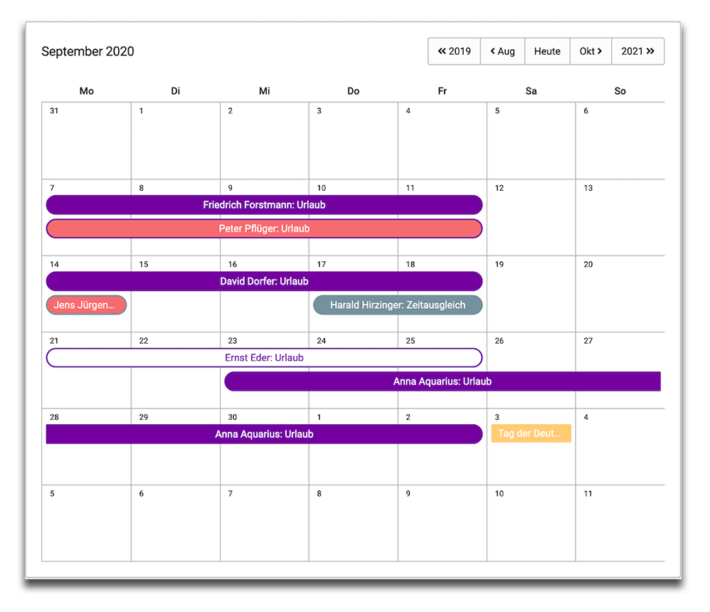 timr Urlaubskalender