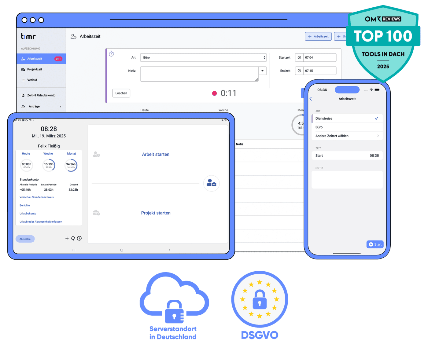 Arbeitszeiterfassung mit timr