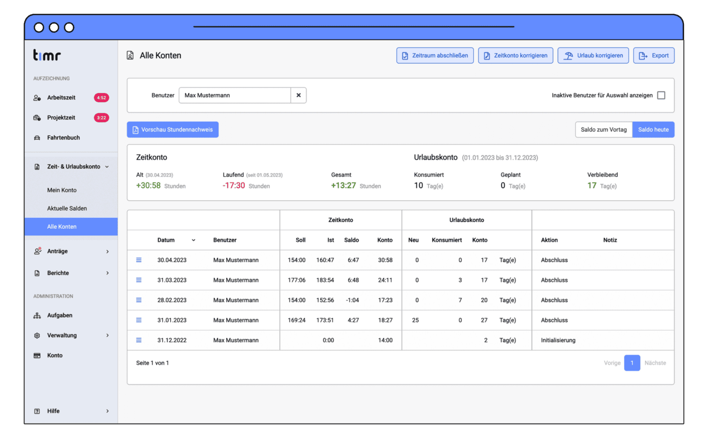 Zeit- & Urlaubskonto
