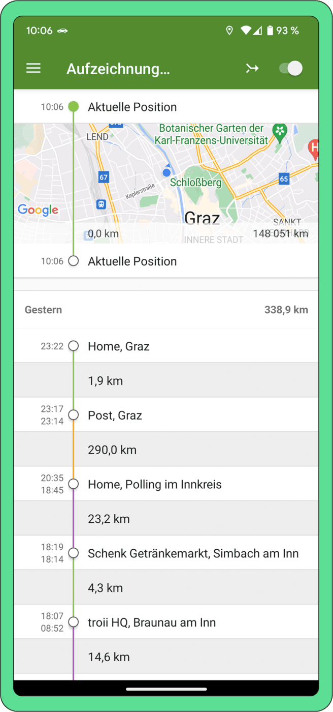 tour automatische Fahrtenbuch App