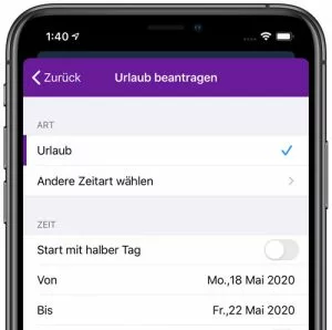 Urlaub in der iOS App beantragen