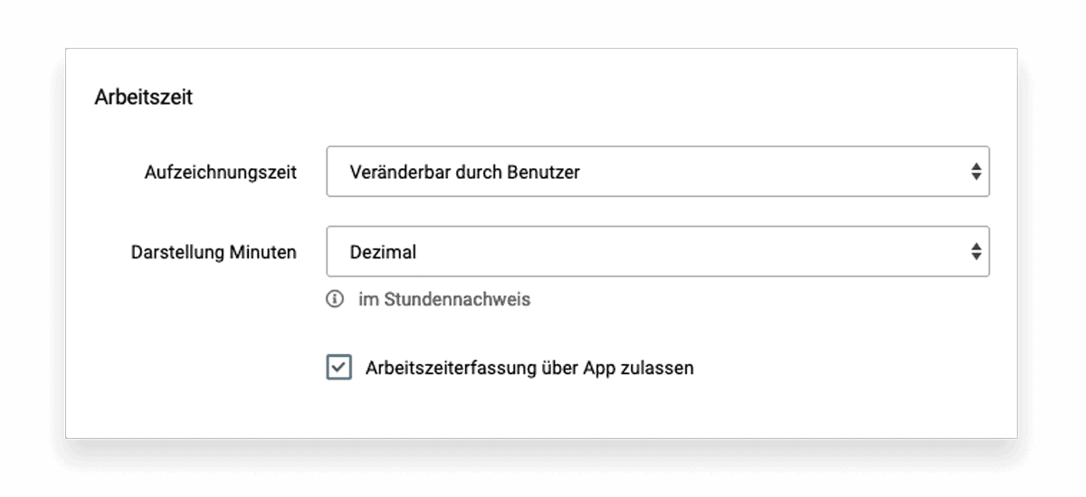 Zeiterfassung per App erlauben