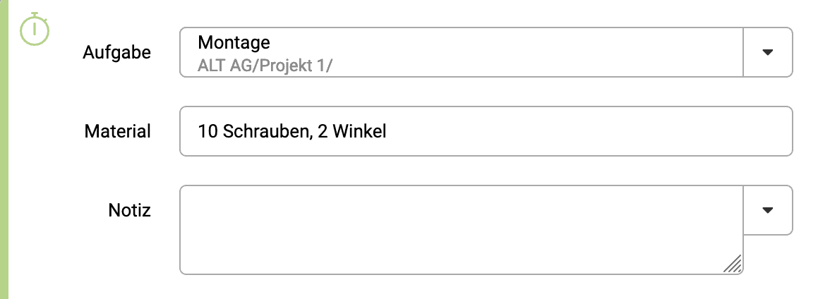 Eigenes Feld bei der Projektzeiterfassung